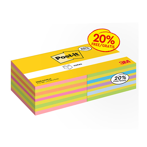 Post-it® Super Sticky 2028-OCPPX2 76x76mm 450lap 2 tömb vegyes színek