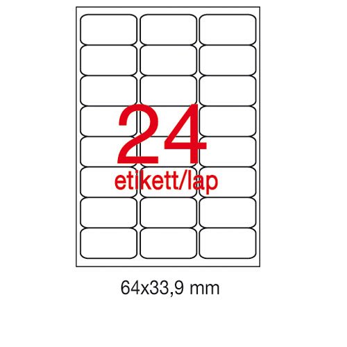 Etikett A2409 64x33,9mm 100&#237;v kerek&#237;tett sark&#250;