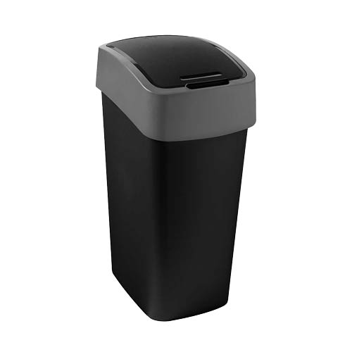 Billenőfedeles szemetes CURVER &quot;PACIFIC FLIP BIN&quot; 45l fekete/sz&#252;rke