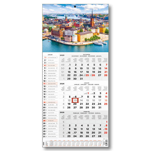 Képes speditőrnaptár T077 1 tömbös 3 havi Város