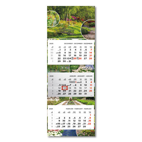 Képes speditőrnaptár T080 3 tömbös 3 havi Kertek