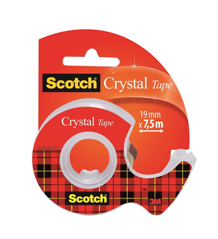 Ragasztószalag 19mmx7,5m Scotch™Crystal 6-1975D kristály utántölthető adagolón