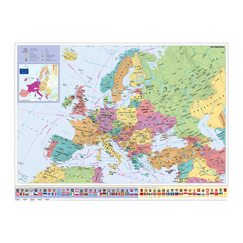 Szúrkatábla fémkerettel Európa országai és az Európai Unió térképe 140 x 100 cm