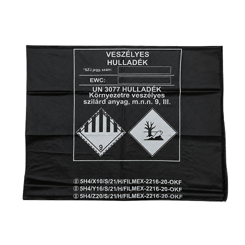 ADR biztonsági hulladékgyűjtő zsák 240l-es 95x125cm bárcával 25db